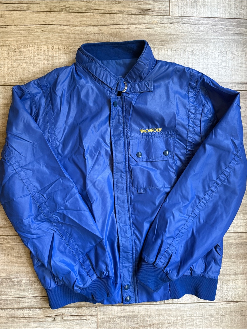 Vintage Upstream Monroe Shocks Jacket Blue Nylon XL Fits Medium Made in USA